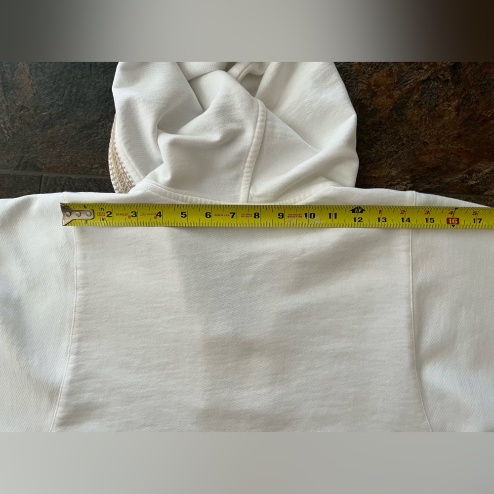 Women’s Pure Jill cream cotton boho resortwear pull over hood tunic. Medium - Picture 14 of 16